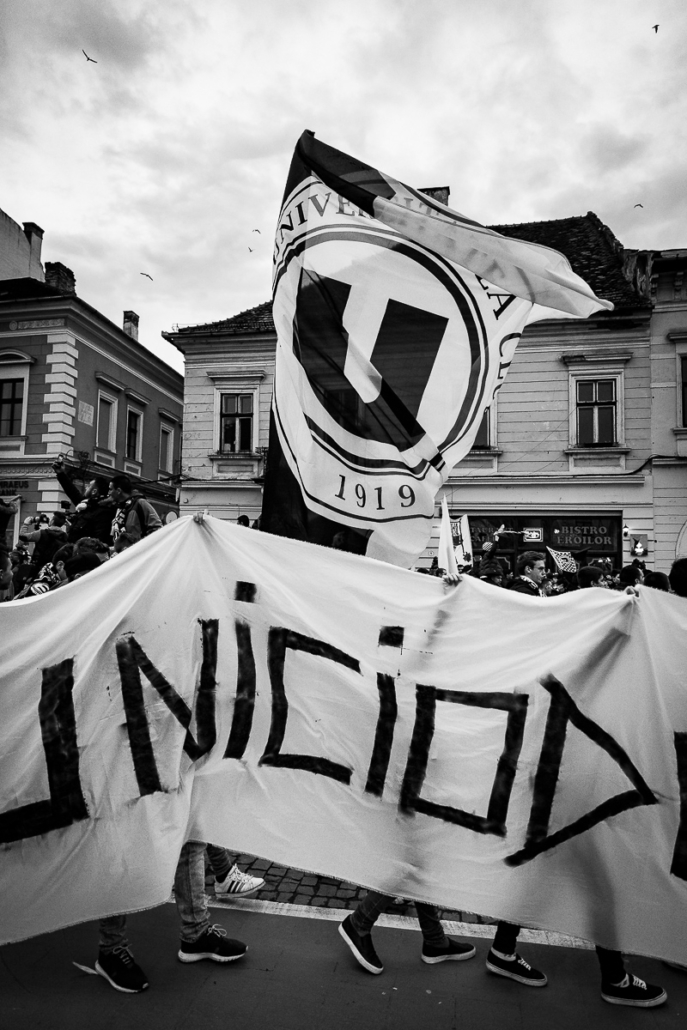 U Cluj protest. Cluj-Napoca, Romania.
