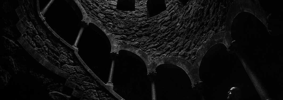 Inside the Initiation Well at Quita da Regaleira (Sintra, Portugal).